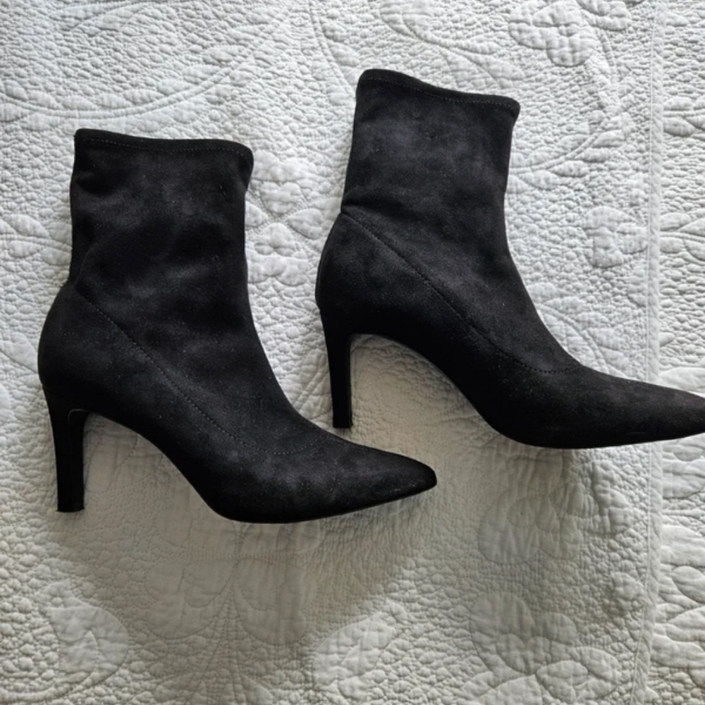 Boden Black Suede Heeled Boots